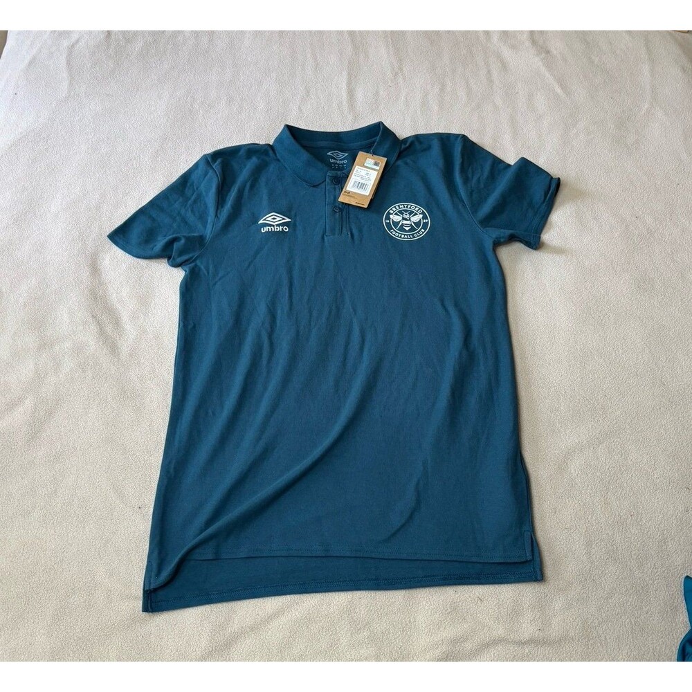 New Umbro Brentford Football Club Authentic Polo Shirt Teal Blue Size M